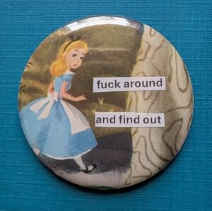 FREE with $25 Purchase! Alice in Wonderland Handmade Vintage 2.25" Button